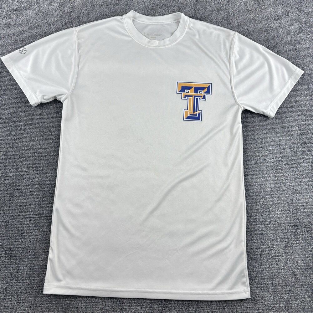 Holloway Shirt Mens S US S White Blue Gold T Logo Dry-Excel Tee